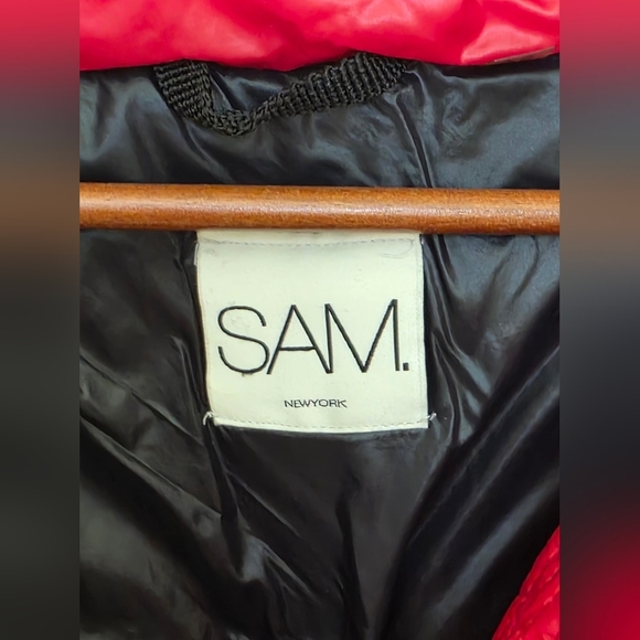 SAM. Freestyle Down Puffer Bomber Jacket In Candy Red Size XS - Picture 10 of 12